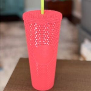 Studded Pink Tumbler with Straw